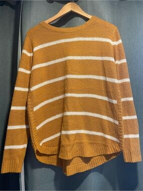 Staccato Mustard and White Striped Crewneck Sweater